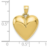 Polished 3-D Heart Charm Pendant in Real 10k Yellow Gold