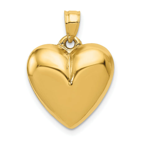 Polished 3-D Heart Charm Pendant in Real 10k Yellow Gold