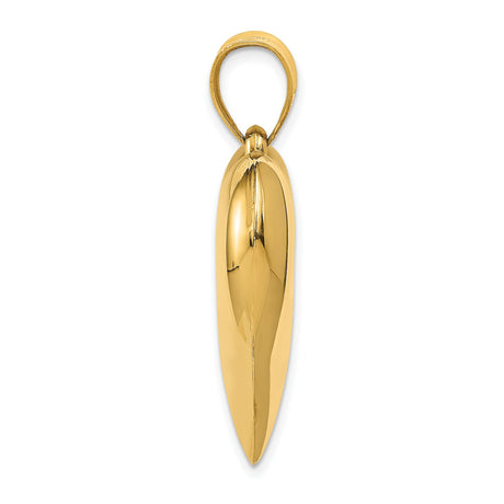 10k Yellow Gold Heart Pendant, Polished Classic Heart Charm for Women