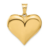 10k Yellow Gold Heart Pendant, Polished Classic Heart Charm for Women