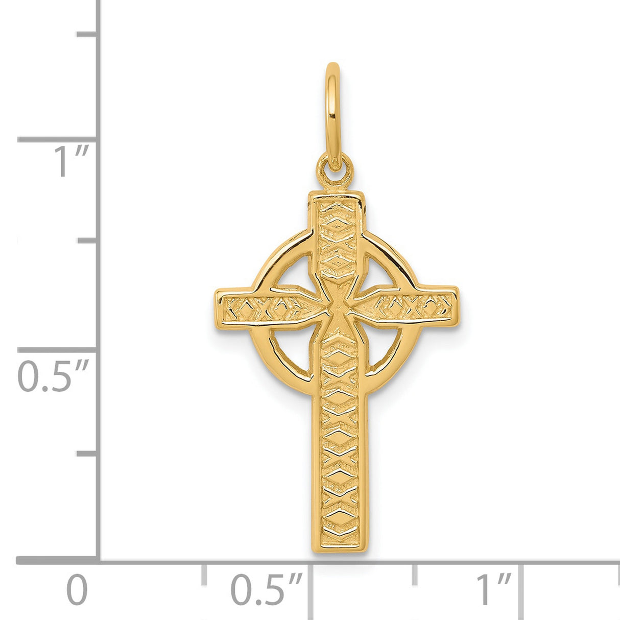 10k Yellow Gold Cross Pendant, Celtic Design with Polished Finish, Circle Framed Charm