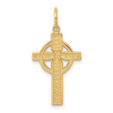 10k Yellow Gold Cross Pendant, Celtic Design with Polished Finish, Circle Framed Charm