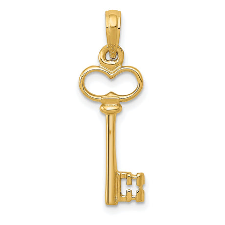 10k Yellow Gold Key Pendant, Vintage Skeleton Key Design, Lightweight Minimalist Jewelry for Women