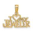 10k Yellow Gold Pendant, I Love My Jeweler Heart Symbol, Bold Lettering, Sentimental Charm for Women