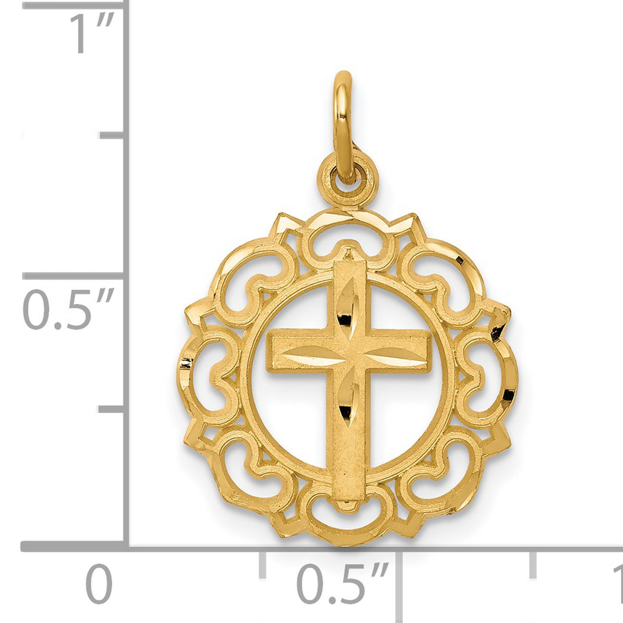 CROSS IN FRAME Charm Pendant in Real 10k Yellow Gold