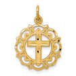 CROSS IN FRAME Charm Pendant in Real 10k Yellow Gold