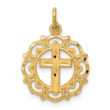 CROSS IN FRAME Charm Pendant in Real 10k Yellow Gold