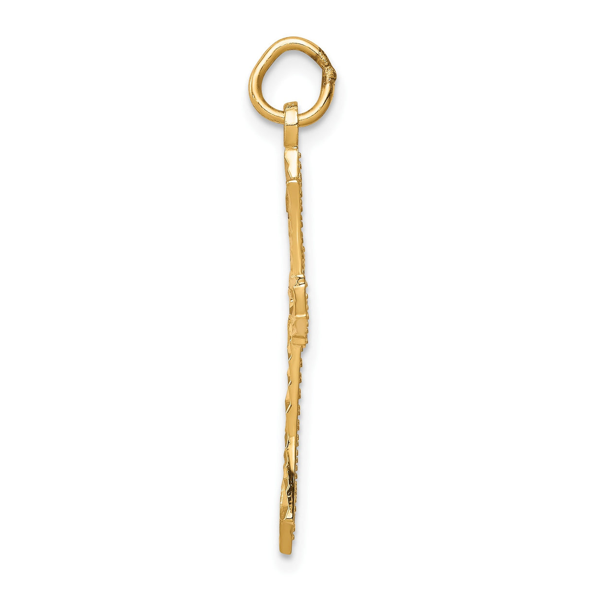 10k Yellow Gold Cross Pendant with Openwork Design and Diamond Cut Finish