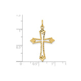 10k Yellow Gold Cross Pendant with Openwork Design and Diamond Cut Finish