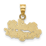 #1 DAUGHTER with Flowers Charm Pendant in Real 10k Yellow Gold