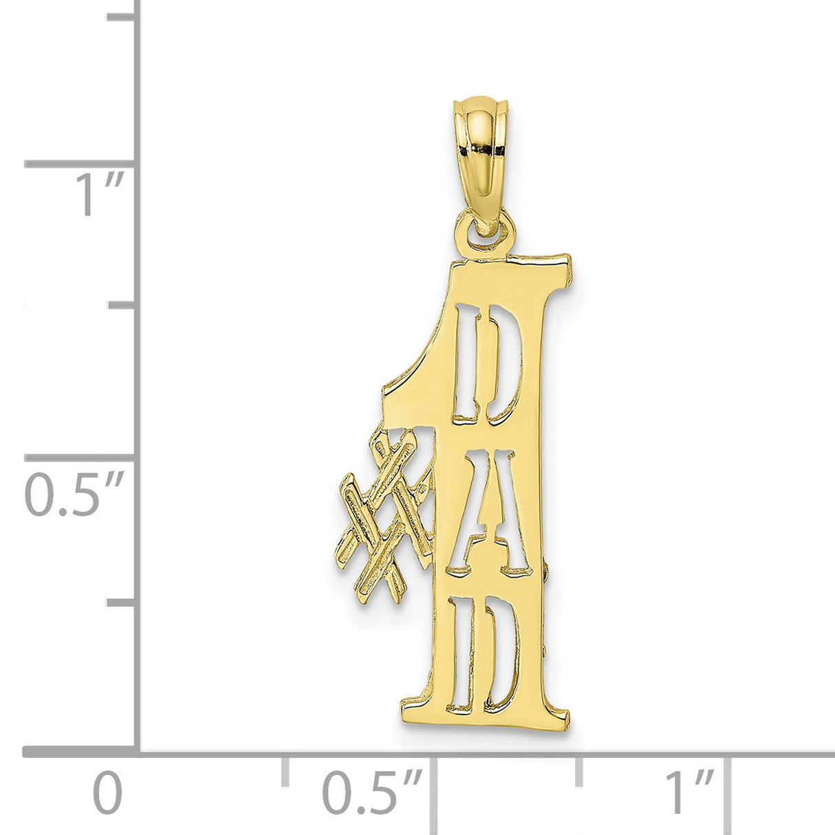10k Yellow Gold Pendant with Number One Dad Baseball Bat Design for Men