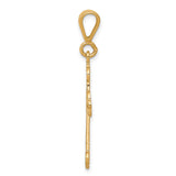 10k Yellow Gold Cross Pendant with Textured Arms and Beaded Edges