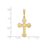 10k Yellow Gold Cross Pendant with Textured Arms and Beaded Edges