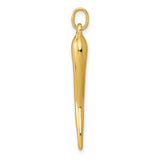 10k Yellow Gold Italian Horn Pendant, Cornicello Amulet for Protection and Good Luck