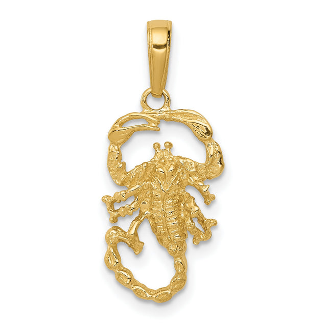 10k Yellow Gold Scorpion Pendant, Zodiac Symbol Jewelry for Men or Unisex Wear