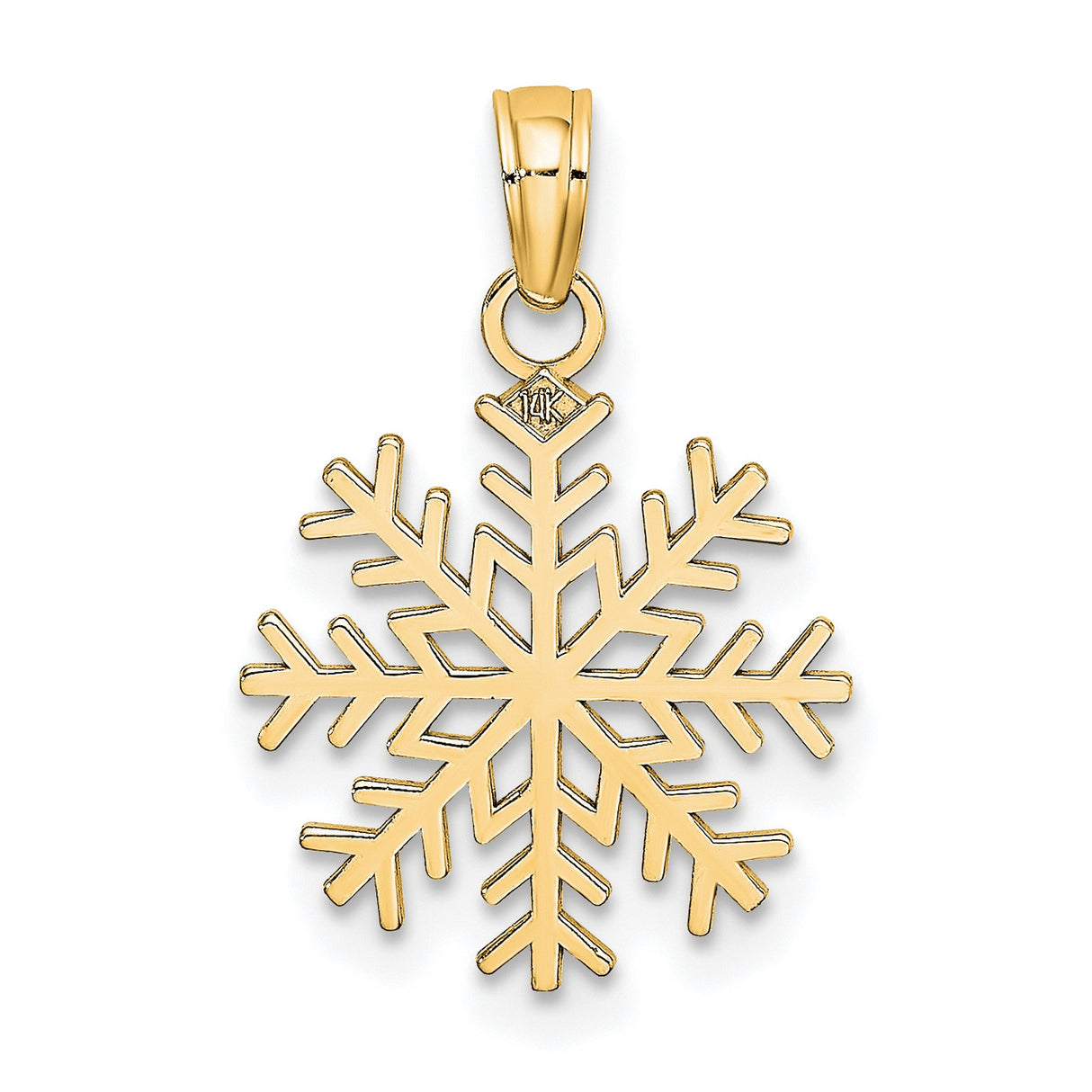 10k Yellow Gold Snowflake Pendant, Winter Nature Design, Holiday Charm Jewelry for Women