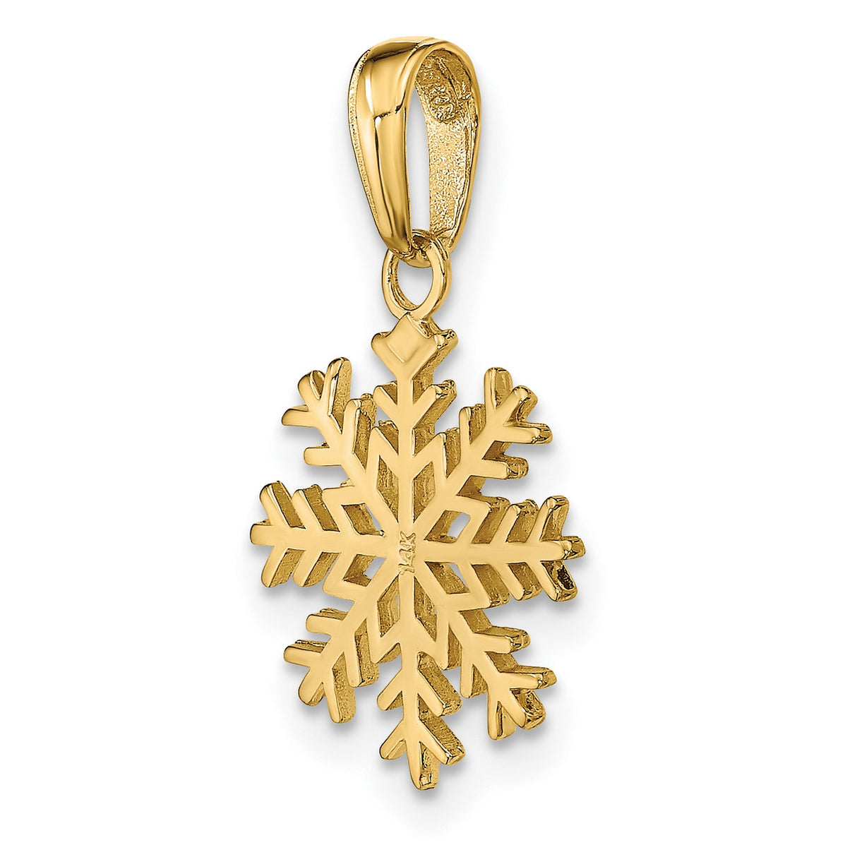 10k Yellow Gold Snowflake Pendant, Winter Nature Design, Holiday Charm Jewelry for Women