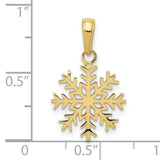 10k Yellow Gold Snowflake Pendant, Winter Nature Design, Holiday Charm Jewelry for Women