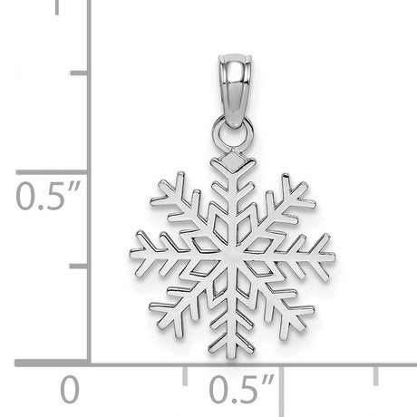 10k White Gold Snowflake Pendant, Winter Nature-Inspired Charm for Women