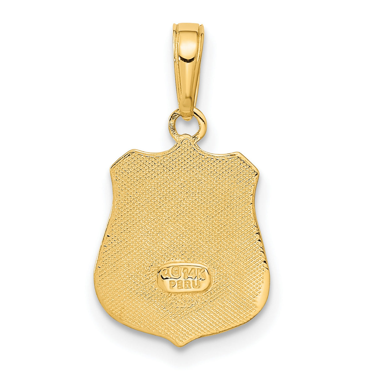 10k Yellow Gold Police Badge Pendant with Shield, Boy and Girl Figures, Law Enforcement Theme