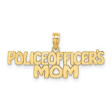 10k Yellow Gold Police Officers Mom Pendant, Bold Block Letter Law Enforcement Charm