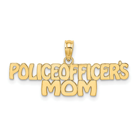 10k Yellow Gold Police Officers Mom Pendant, Bold Block Letter Law Enforcement Charm