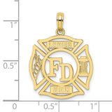 10k Yellow Gold Firefighter Auxiliary Pendant with Maltese Cross and FD Ladies Aux Engraving