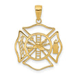 10k Yellow Gold Firefighter Maltese Cross Pendant with Helmet, Ladder, Hydrant, Trumpet Symbols