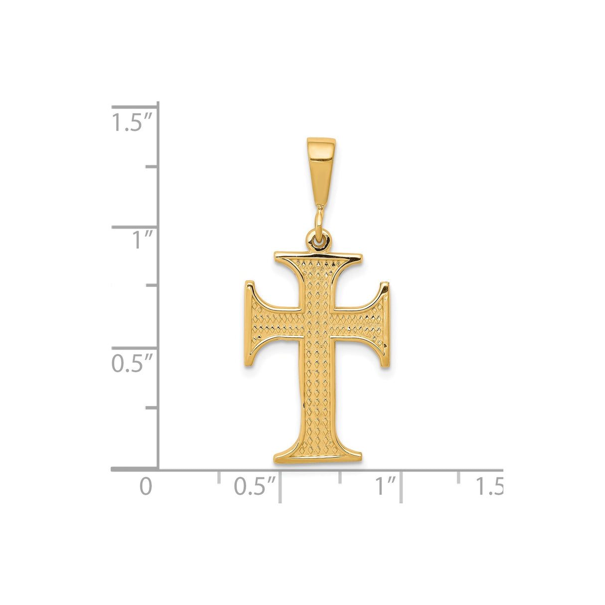 10k Yellow Gold Cross Pendant with Textured Arms, Polished Finish, Religious Faith Symbol