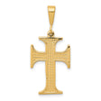 10k Yellow Gold Cross Pendant with Textured Arms, Polished Finish, Religious Faith Symbol