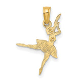 10k Yellow Gold Ballerina Pendant in Arabesque Pose, Ballet Charm for Women and Girls