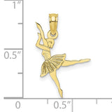 10k Yellow Gold Ballerina Pendant in Arabesque Pose, Ballet Charm for Women and Girls