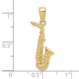 10k Yellow Gold Saxophone Pendant, Jazz-Inspired Musical Instrument Charm for Musicians
