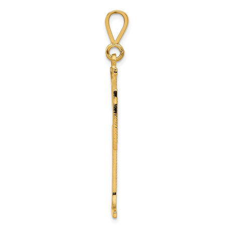 10k Yellow Gold Cross Pendant with Flared Arms, Beveled Edges, and Polished Finish