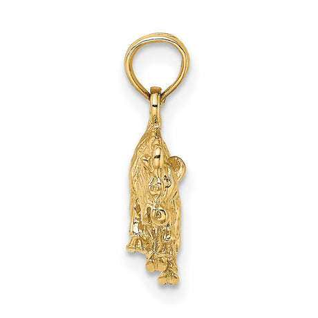 10k Yellow Gold Pendant, Charging Bull Taurus Symbol, Polished Finish, Mens Statement Charm