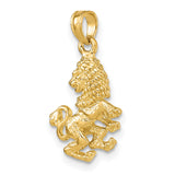3-D Leo Lion Zodiac Sign Charm Pendant in Real 10k Yellow Gold