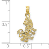 3-D Leo Lion Zodiac Sign Charm Pendant in Real 10k Yellow Gold