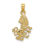 3-D Leo Lion Zodiac Sign Charm Pendant in Real 10k Yellow Gold