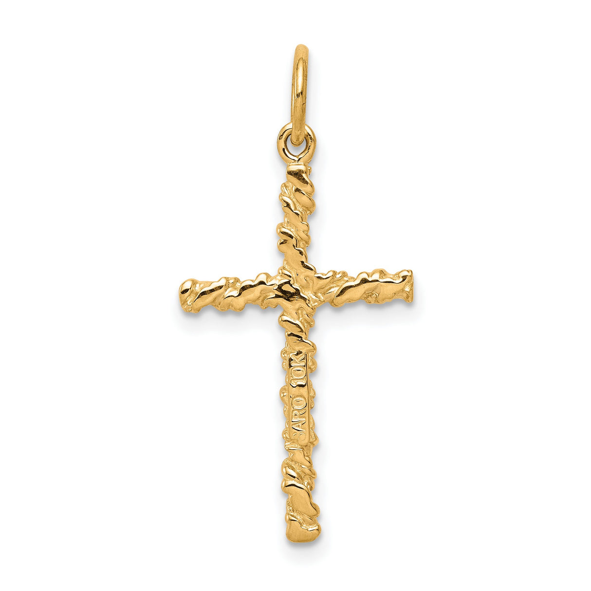 NUGGET CROSS Charm Pendant in Real 10k Yellow Gold