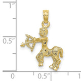 3-D Centaur Archer Sagittarius Zodiac Sign Charm Pendant in Real 10k Yellow Gold
