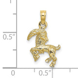 3-D Capricorn Goat Zodiac Sign Charm Pendant in Real 10k Yellow Gold