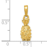 10k Yellow Gold Pineapple Pendant, Textured 3D Fruit Charm, Tropical Island Style Jewelry