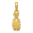 10k Yellow Gold Pineapple Pendant, Textured 3D Fruit Charm, Tropical Island Style Jewelry