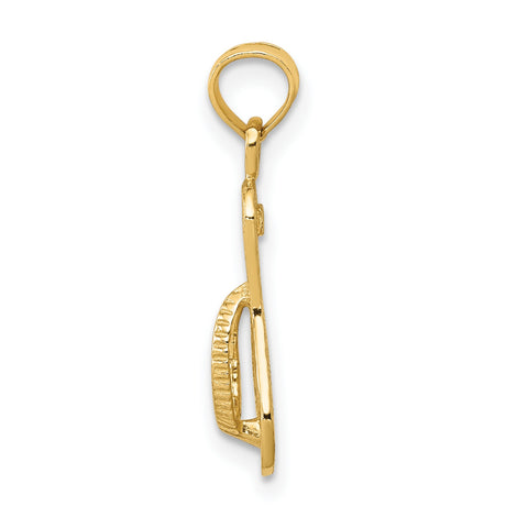 10k Yellow Gold Flip-Flop Pendant, Textured Sandal Charm, Coastal Ocean-Inspired Jewelry