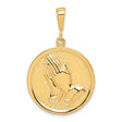 10k Yellow Gold Praying Hands Pendant, Religious Christian Charm for Men or Women
