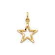 10k Yellow Gold Star Pendant Charm, Open Five-Point Outline, Flat Back Celestial Design