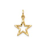 10k Yellow Gold Star Pendant Charm, Open Five-Point Outline, Flat Back Celestial Design