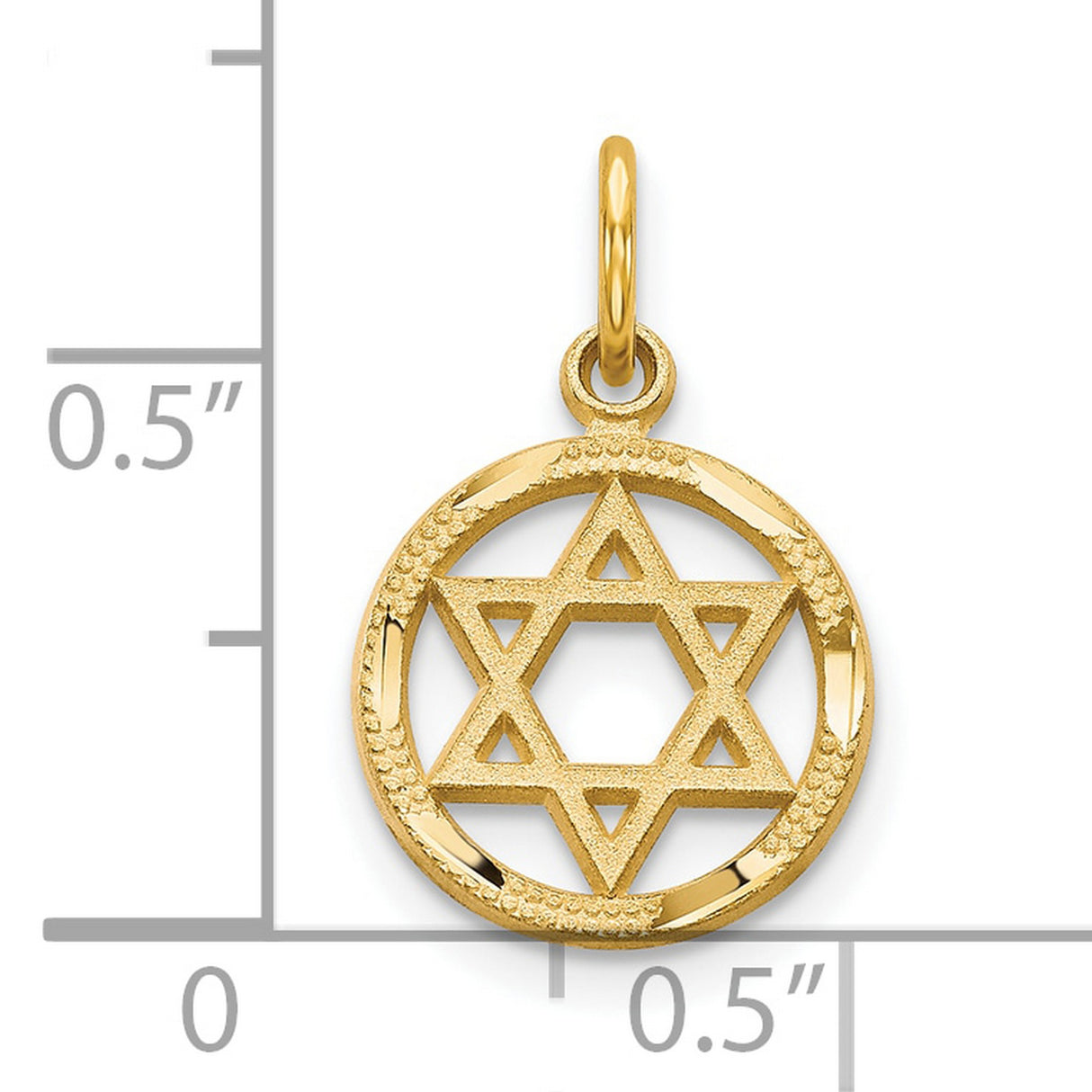 10k Yellow Gold Star of David Pendant with Textured Border and Openwork Design