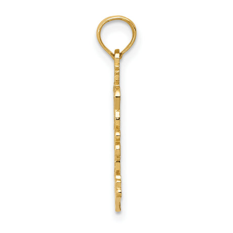 10k Yellow Gold Palm Tree Pendant with Tropical Beach and Island Design