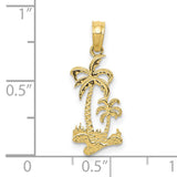 10k Yellow Gold Palm Tree Pendant with Tropical Beach and Island Design